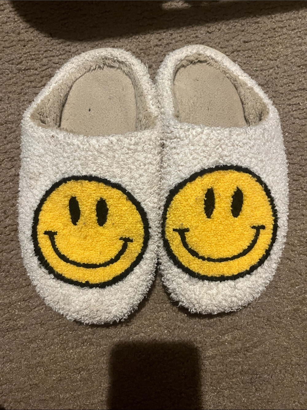 Cozy White Smiley Face Slippers